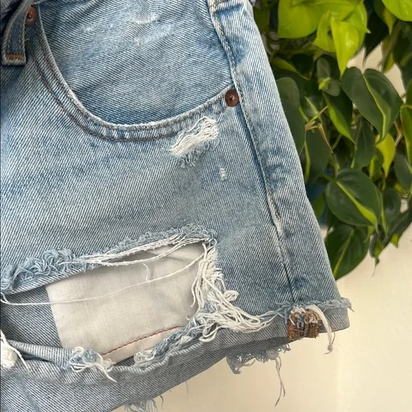 Levi's Blue Distressed Jean Shorts - Picture 4 of 6